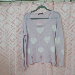 Women's Lavender Heart Sweater